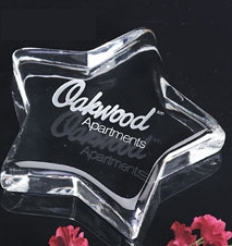 Custom Star Shape Glass Paper Weight (4.5")