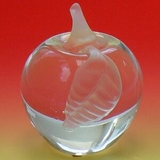 Custom Molten Glass Apple With Frosted Leaf, 2.875
