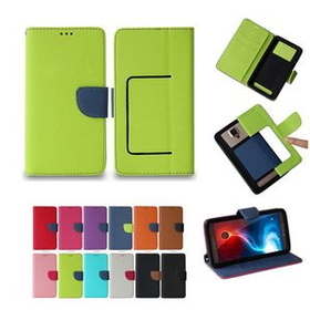 Custom PU Leather Phone Wallet With Card Holder And Shockproof Cover, 5 1/2" L x 2 6/10" W x 3/10" H