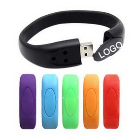 Custom 4 GB Silicone Wristband USB Bracelet, 8" L x 0.8" W