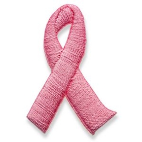 Custom Pink Ribbon Embroidered Applique Sticker Patch, 1.25" L