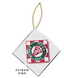 Custom Pizza Box Executive Ornament w/ Mirrored Back (6 Square Inch), 3/16