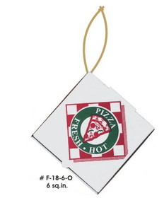 Custom Pizza Box Executive Ornament w/ Mirrored Back (6 Square Inch), 3/16" Thick
