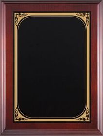 Blank Cherry Plaque w/ Black Engraving Plate & Gold Border (7"x9")