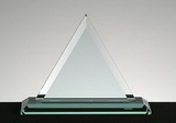 Custom 121-T5410BZ  - Beveled Triangle Award with Base-Jade Glass