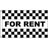 Custom For Rent Black & White Checkered 3' x 5' Message Flag with Heading and Grommets