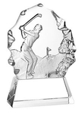 Custom Large Glass Male Golfer Thriving on Crystal Base Award (5 3/8
