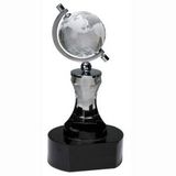 Custom 8.5 Inch Crystal Spinning Globe With Clear Tower On Black Base ( Engraved, 8 1/2