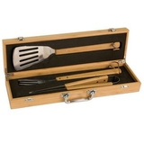 Custom Eco-friendly 3-piece barbecue set in Bamboo Case (Laser engraved)