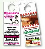 Custom White Tag Stock Door Knob Hanger with Perforated Business Card