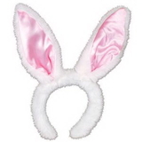 Custom Plush White Satin Bunny Ears Headband