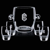 Custom Crystal Belfast Ice Bucket and 4 On the Rocks Glasses