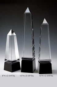 Custom Eminence Obelisk Optical Crystal Award Trophy., 8" L x 2.375" Diameter