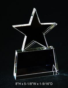 Custom Star Optical Crystal Award Trophy., 8" L x 5.125" W x 1.5625" H