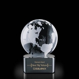 Custom Globe on Paragon Black Optical Crystal Award (2 3/8