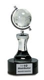 Custom Crystal Spinning Globe with Clear Tower on Black Base (8.5