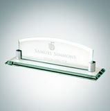 Custom Jade Glass Nameplate w/Aluminum Holder (Large), 3 7/8