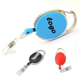 Custom Oval Carabiners Retractable Badge Reel, 1 3/8" W x 2 1/4" L