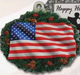 Custom 3D Gallery Print Collection Full Size Ornament (American Flag/ Wreath), 2.25" Diameter