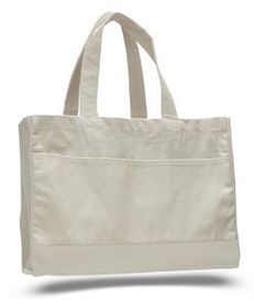 Natural Canvas Tote Bag w/ Velcro Closure - Blank (22"x13"x5")