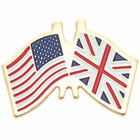 Blank Patriot Lapel Pins (American & British Flags Pin), 7/8" W