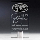 Custom Globe Splendor Crystal Award w/ Polished Aluminum Base, 5