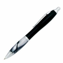 Custom Curved Black Pen with Marbleized Grip - Black (ENGRAVED)