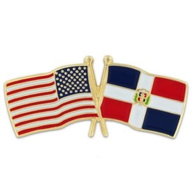 Blank Usa & Dominican Republic Flag Pin, 1 1/8" W X 1/2" H