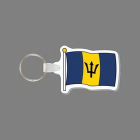 Key Ring & Full Color Punch Tag W/ Tab - Flag of Barbados