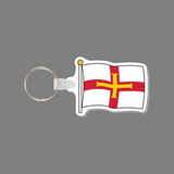 Key Ring & Full Color Punch Tag W/ Tab - Guernsey Flag