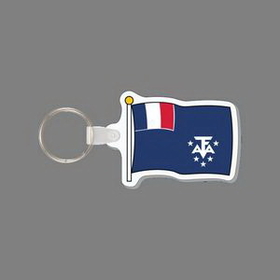 Key Ring & Full Color Punch Tag W/ Tab - Flag of French Southern & Antarctic Lands
