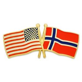 Blank Usa & Norway Flag Pin, 1 1/8" W X 1/2" H