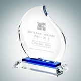 Custom Blue Eternal Flame Optical Crystal Award Plaque, 7