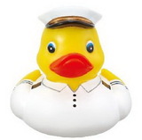 Custom Rubber Ship Captain Duck, 3 3/8" L x 3" W x 3 3/8" H