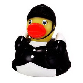 Custom Rubber Dressage Duck Toy, 3 3/8" L x 3 1/4" W x 3 5/8" H