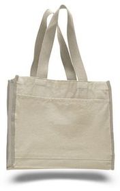 Natural Canvas Gusset Tote Bag - Blank (14"x12"x5 1/4")