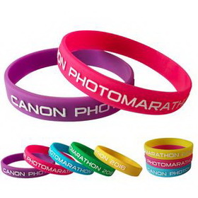 Custom Embossed Silicone Wristband w/ Color Accented, 8" L x 1/2" W