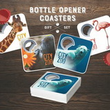 Custom 4 Magnetic Coaster With Bottle Opener Set, 3.35