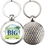 Custom Sport Metal Printed Silver Tone Key Tags with Golf Ball Impression, 1.375" W x 2.00" H, Price/piece