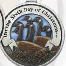 Custom Twelve Days Of Christmas 3D Gallery Print Full Size Ornament (Day 6 - Six Geese-A-Laying), 2.25" Diameter