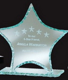 Custom Jade Glass Star - Pearl Edge Award - Large, 10 3/8