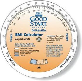 Custom 3 Wheel Body Mass Index Calculator (20-300 lb/9-136 kg), Full Color, 4.25" Diameter