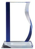 Custom Joyful Rhythm Blue Accented Wave Glass Award - 7 1/2