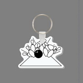 Custom Key Ring & Punch Tag - Bowling Ball Hitting Bowling Pins