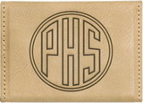 Custom Light Brown Laserable Leatherette Hard Business Card Holder, 3 3/4