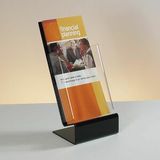 Custom Slant-back Single Pocket Clear Acrylic Brochure Holder - Countertop