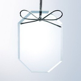 Custom Beveled Clear Glass Ornament - Long Octagon, 4