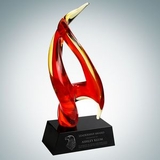 Custom Art Glass Inferno Award with Black Base, 12 1/2