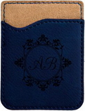 Custom Blue Laserable Leatherette Phone Wallet, 2 3/8