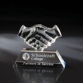 Custom 6" Hand Shake Crystal Award